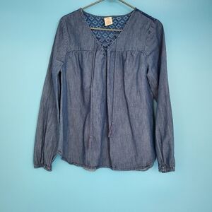 Faded Glory Size Medium (8-10) Chambray Blouse